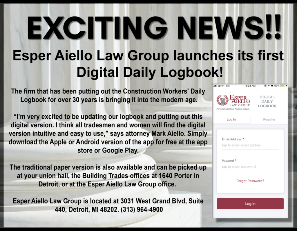 Aiello Law Group Launches Secure Daily Logbook App for Construction Trades
